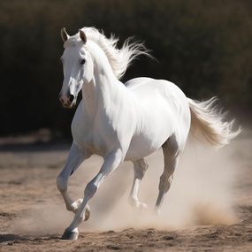 风驰电掣白色骏马图片